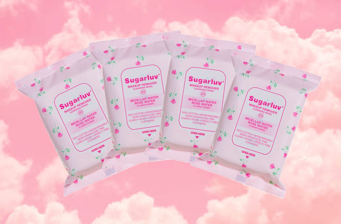 Sugarluv Micellar Water + Rosewater Makeup Removing Wipes 4 PACK Bundle