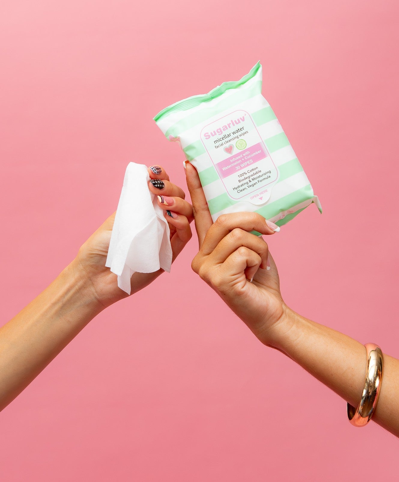 Micellar Water Facial Cleansing Wipes infused with Watermelon & Cucumber extracts 30ct