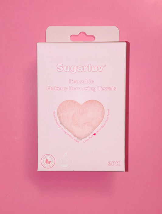 Heart Shaped Large Reusable Microfiber Makeup Removing Towels (3PK)