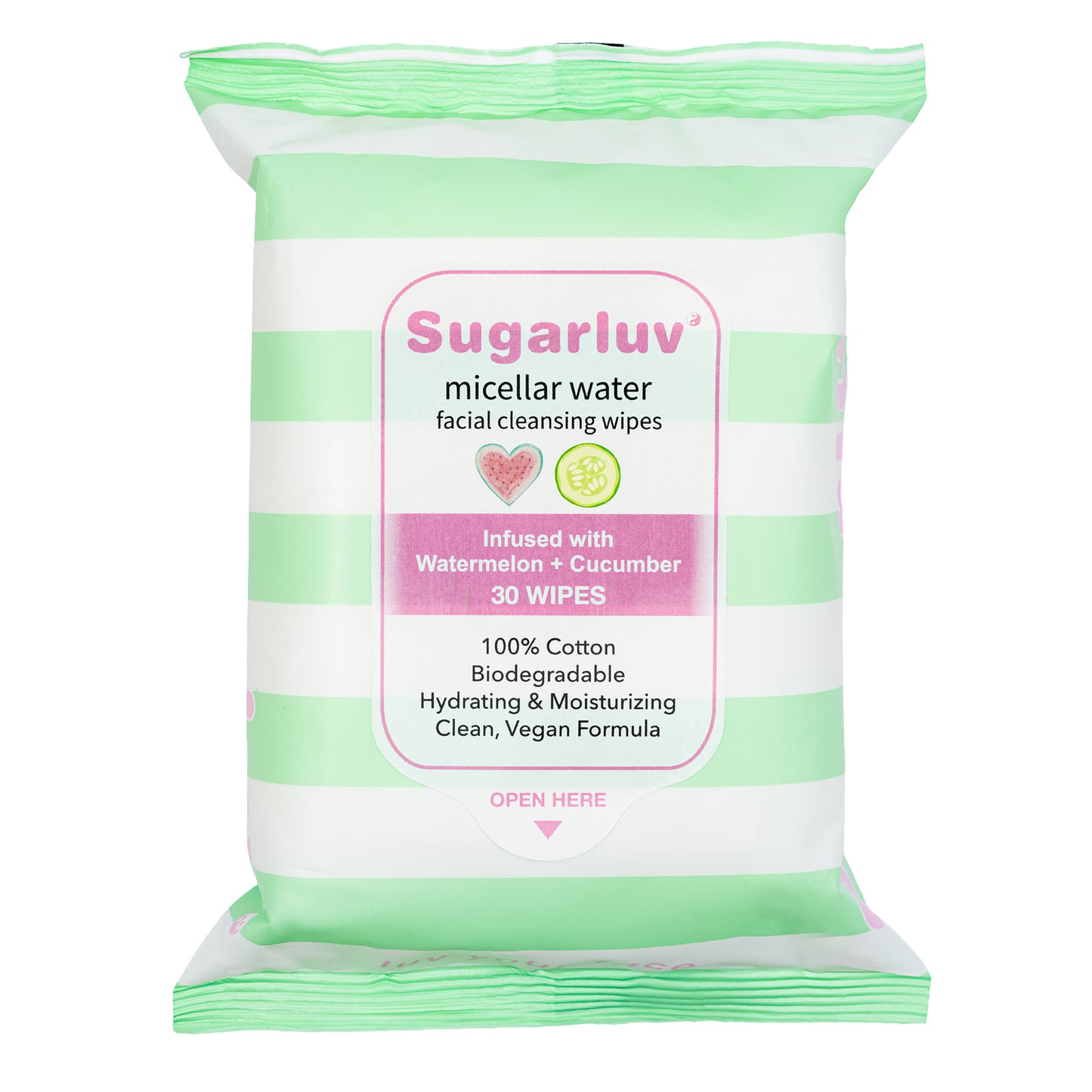 Micellar Water Facial Cleansing Wipes infused with Watermelon & Cucumber extracts 30ct