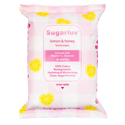 Lemon Honey Facial Wipes infused with Aloe, Micellar Water, Vitamin C & Glycerin 30ct