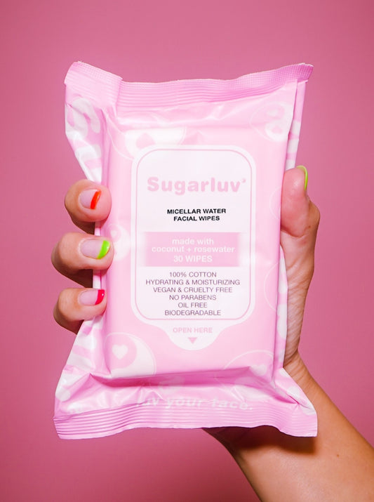 Micellar Water Facial Cleansing Wipes infused with Coconut & Rosewater extracts 30ct