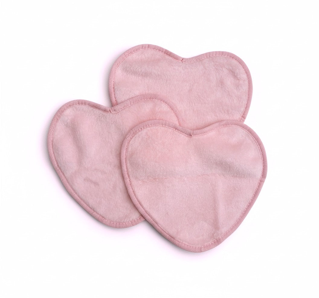 Heart Shaped Large Reusable Microfiber Makeup Removing Towels (3PK)