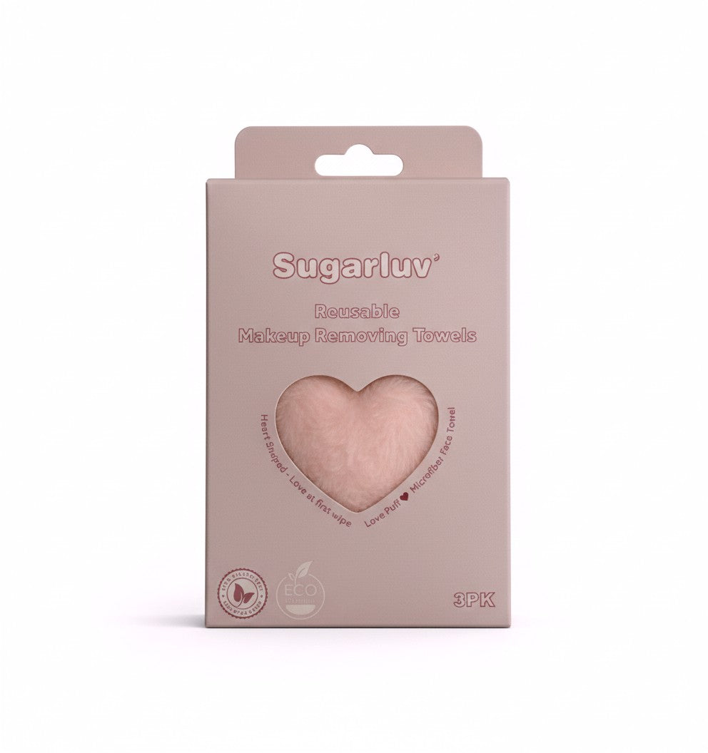 Heart Shaped Large Reusable Microfiber Makeup Removing Towels (3PK)